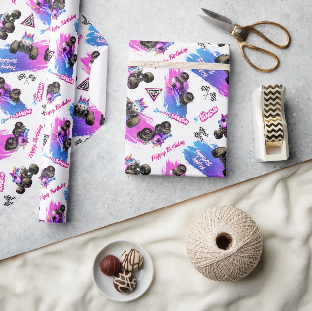 Monster Jam - Sparkle Smash Birthday Wrapping Paper (Crafts)