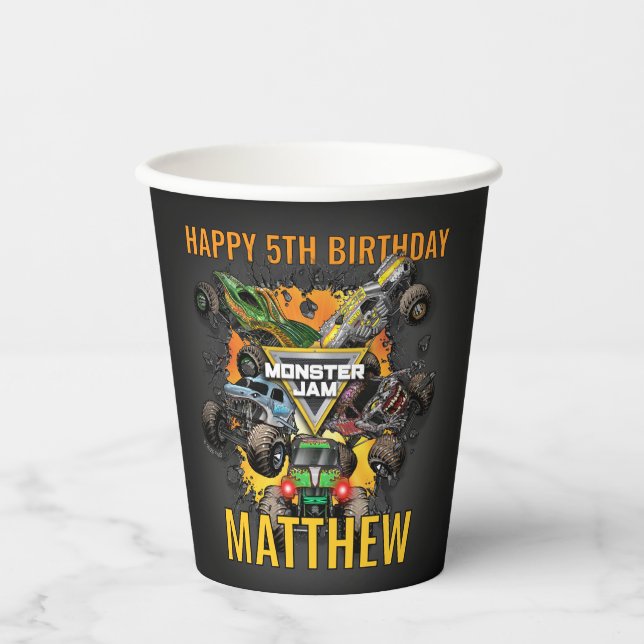 Monster Jam Trucks Birthday Paper Cups (Front)