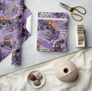 Monster Jam Trucks Birthday Wrapping Paper