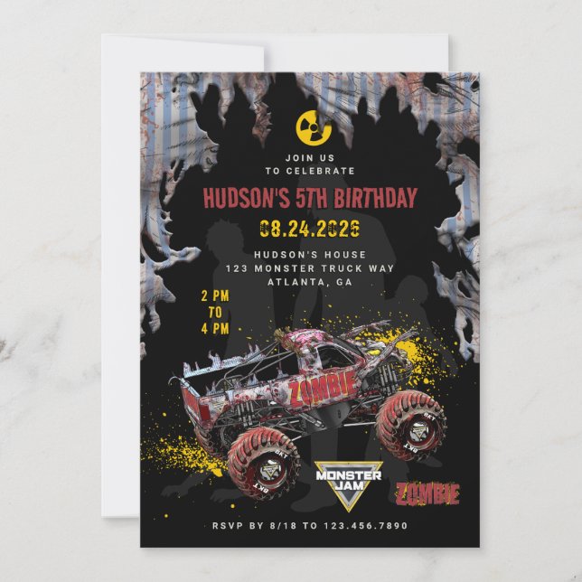 Monster Jam - Zombie Birthday Invitation (Front)