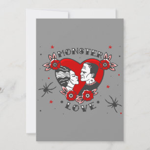 monster love rockabilly frankenstein valentine invitation