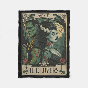 Monster Lovers Tarot Card Gothic Frankenstein Hall Fleece Blanket