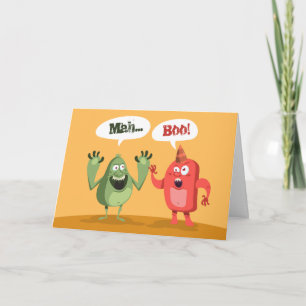 Monster Mah Boo Pun Valentines Day Holiday Card