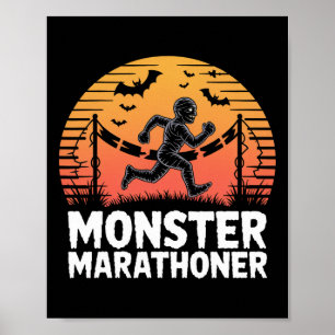 Monster Marathoner Halloween Mummy Runner  Poster