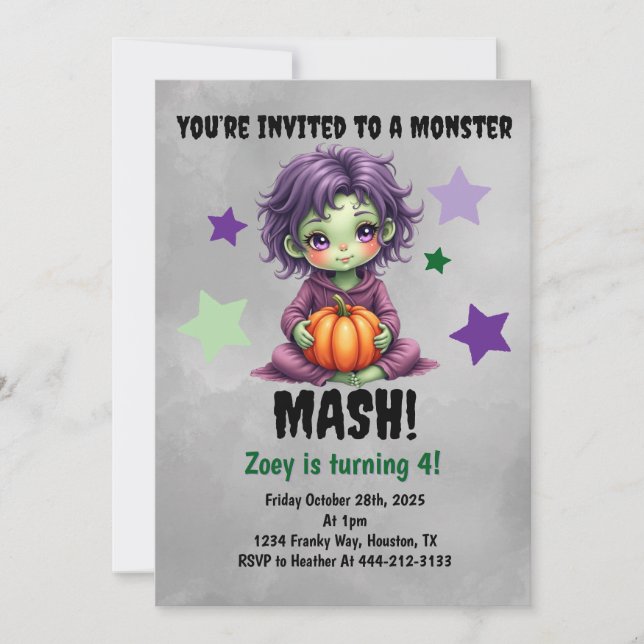 Monster Mash Birthday Party Invitation (Front)