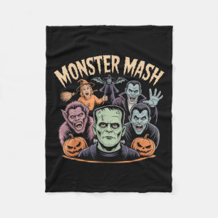 Monster Mash Clic Halloween Monsters Spooky Horror Fleece Blanket