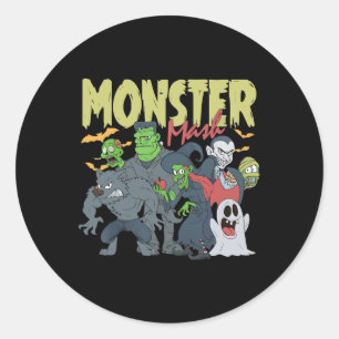 Monster Mash Funny Halloween Spooky Season Trick O Classic Round Sticker