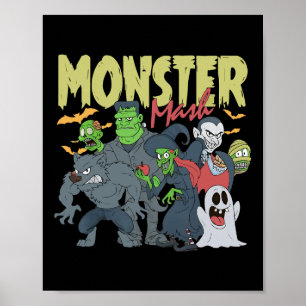 Monster Mash Funny Halloween Spooky Season Trick O Poster