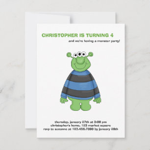 Monster Mash · Green Three-Eyed Monster Invitation
