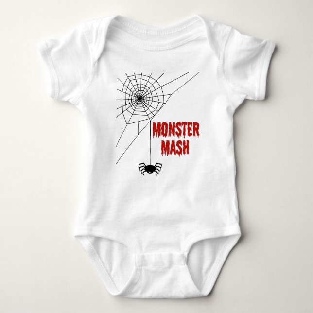 Monster Mash Halloween Spiderweb Baby Bodysuit (Front)