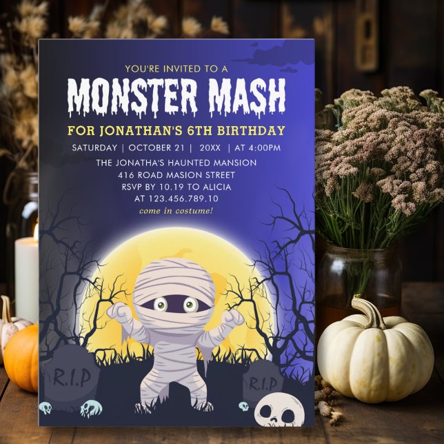 Monster Mash Kids Birthday Party Halloween Invitation (Creator Uploaded)