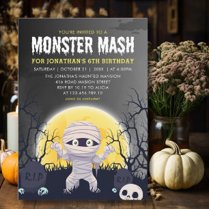 Monster Mash Kids Birthday Party Halloween Invitation
