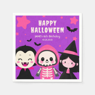 Monster Mash Purple Kids Halloween Birthday Party Napkin