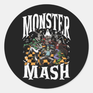 Monster Mash Retro Halloween Funny Monster Spooky Classic Round Sticker