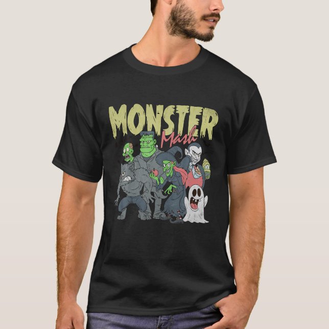 Monster Mash Retro Halloween Funny Monster Spooky  T-Shirt (Front)