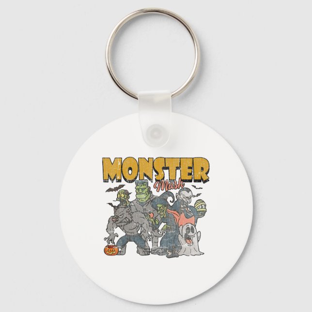 Monster Mash Vintage Ghost Halloween Funny  Key Ring (Front)