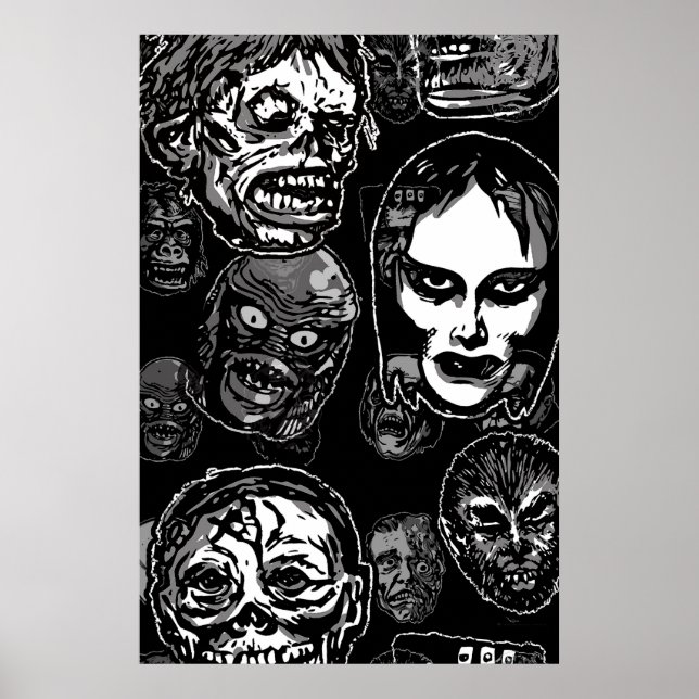 Monster Masks Poster Pop Variant– Retro Horror (Front)