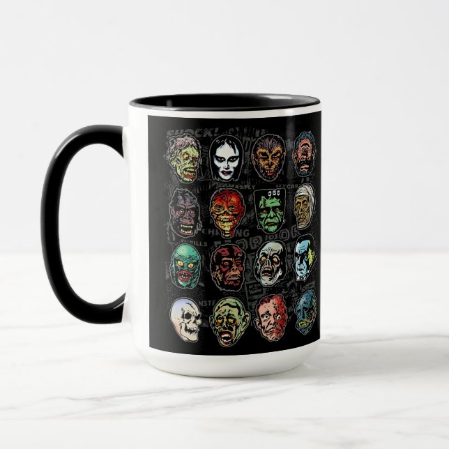 Monster Masks Retro Horror Mug – Halloween (Colour (Left)