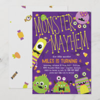 Monster Mayhem Birthday Party Invitation