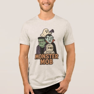 Monster Mob Retro Halloween Classic Squad  Tri-Blend Shirt