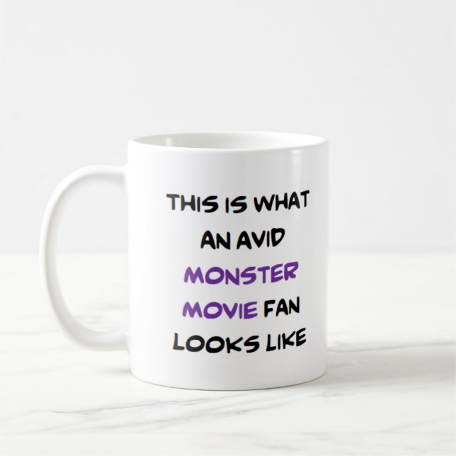 monster movie fan, avid coffee mug (Left)