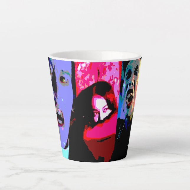 Monster Moviethon Vampire Triptych Latte Mug (Front)