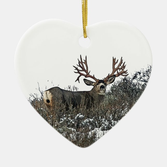 Monster mule deer 2 ceramic tree decoration (Front)