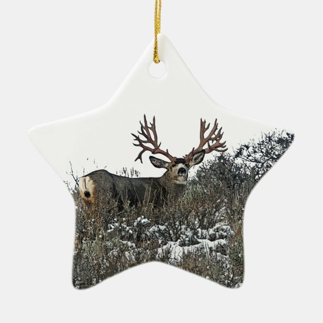 Monster mule deer 2 ceramic tree decoration (Front)