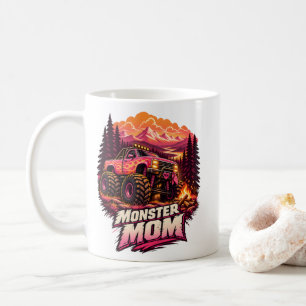 Monster Mum Pink Flame Monster Truck Off Road Mum Coffee Mug