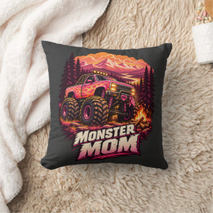 Monster Mum Pink Flame Monster Truck Off Road Mum Cushion