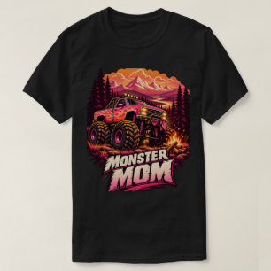 Monster Mum Pink Flame Monster Truck Off Road Mum T-Shirt