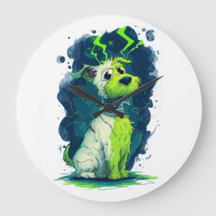 Monster Mutt � Cute Halloween Dog Large Clock
