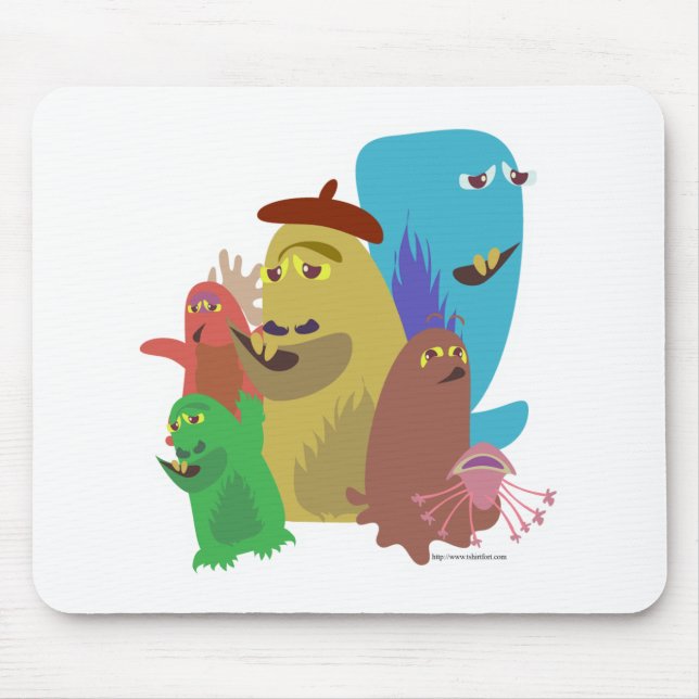 Monster Pals Cute Creature Friends Cartoon Art Mouse Pad (Front)