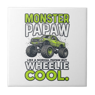 Monster Papaw Wheelie Cool Funny Monster Truck Des Ceramic Tile