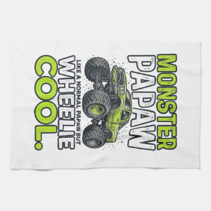 Monster Papaw Wheelie Cool Funny Monster Truck Des Tea Towel