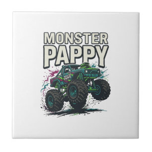 Monster Pappy Monster Truck Vintage Vector Design_ Ceramic Tile