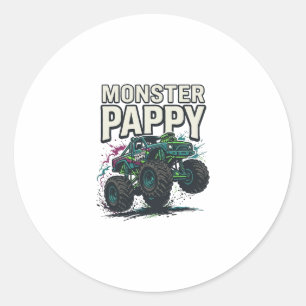 Monster Pappy Monster Truck Vintage Vector Design_ Classic Round Sticker