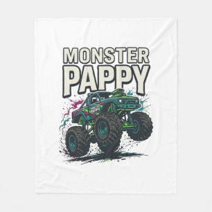 Monster Pappy Monster Truck Vintage Vector Design_ Fleece Blanket
