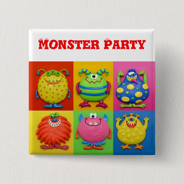 Monster Party 15 Cm Square Badge (Front)