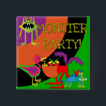 Monster Party Birthday Button<br><div class="desc">Kids having a monster theme birthday will love our Monster Party Birthday button featuring several monsters and bright colours!</div>