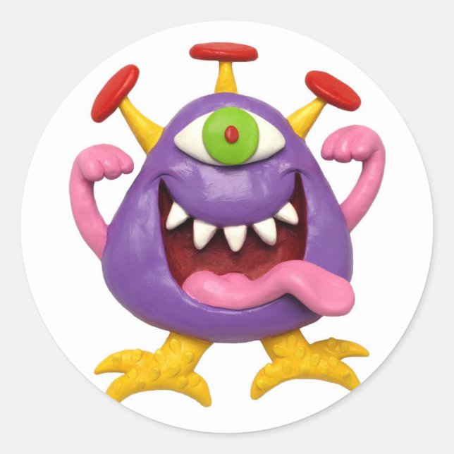Monster Party Classic Round Sticker (Front)