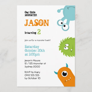 Monster Party Invitation - White