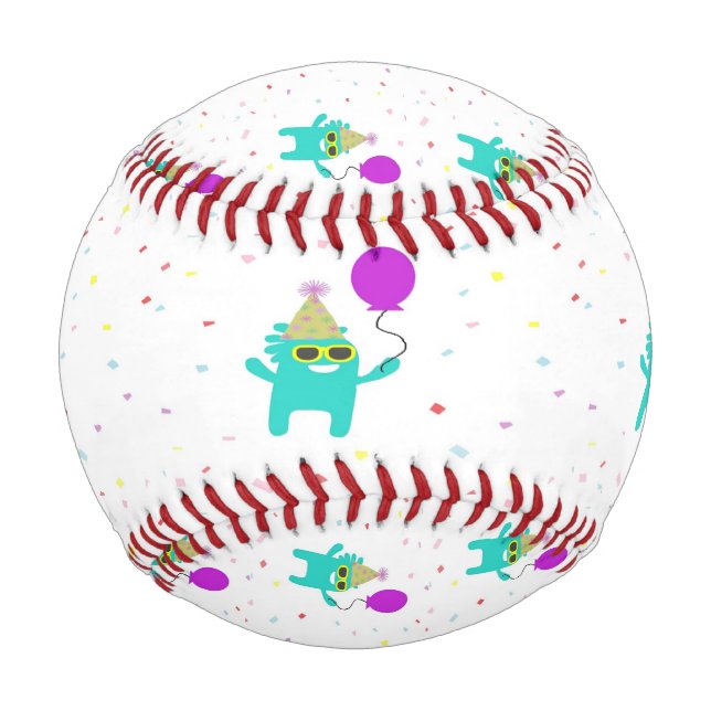 Monster party on white baseball (Front)