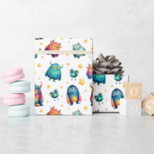 Monster Pattern Whimsical Kids' Birthday Party   Wrapping Paper