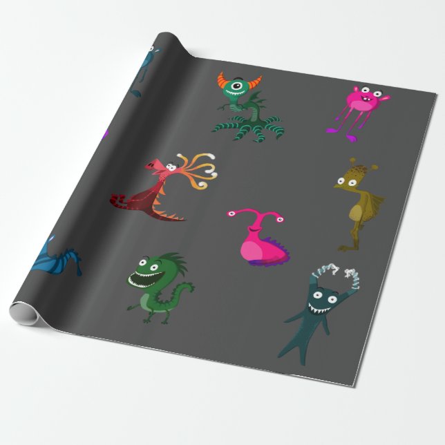 Monster Pattern Wrapping Paper (Unrolled)