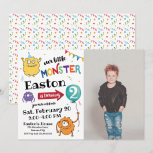 Monster Photo  Birthday Invitation