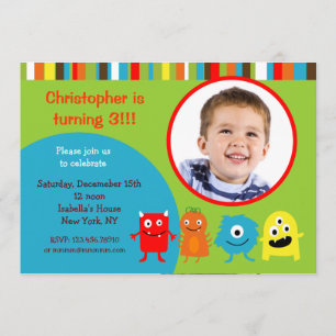Monster Photo Birthday Party Invitations