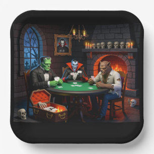 Monster Poker Halloween Casino Party Paper Plates