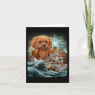 Monster Poodle Dog As Kraken Attack A War Ship At  Card