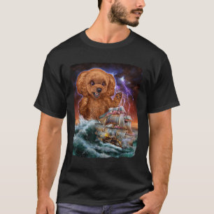 Monster Poodle Dog As Kraken Attack A War Ship At  T-Shirt